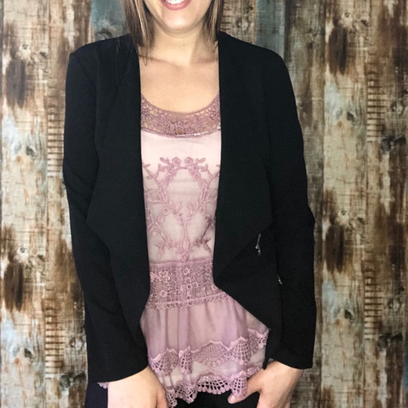 Black Blazer with Zipper Details - Shein - Picture 3 of 9